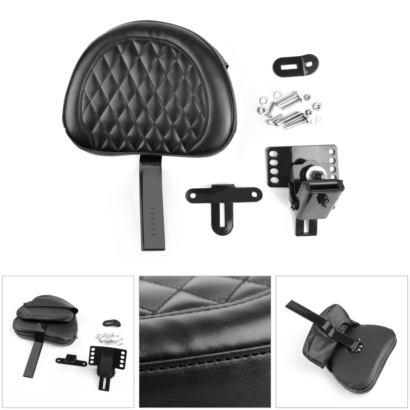 Areyourshop Motorcycle Driver Backrest Rider Diamond Pad For Harley