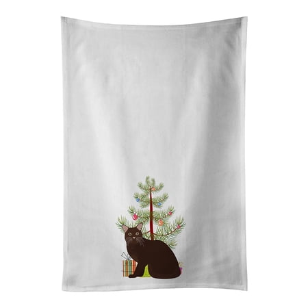 Burmese #2 Cat Merry Christmas White Kitchen Towel Set of 2 19 in x 28 in