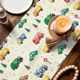 thumbnail image 3 of Beige Cartoon Truck Table Runner 60 Inches, Funny Cute Colorful Car Tree Polka Dot Bed Runner Dresser Scarves Tabletop for Indoor Outdoor Parties/Ceremony/Banquet, 13" x 60", 3 of 9