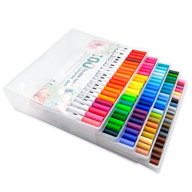 Amdohai 100 Colors Markers Set Double Tipped Colored Pens Fine Point Art Markers for Kids Adults Coloring Drawing Illustrations Artist Sketching