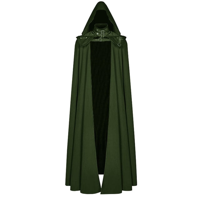 Capa de fiesta del diablo gótico extraíble con capucha y hebilla sólida de Halloween para hombre Pompotops qyievc7901