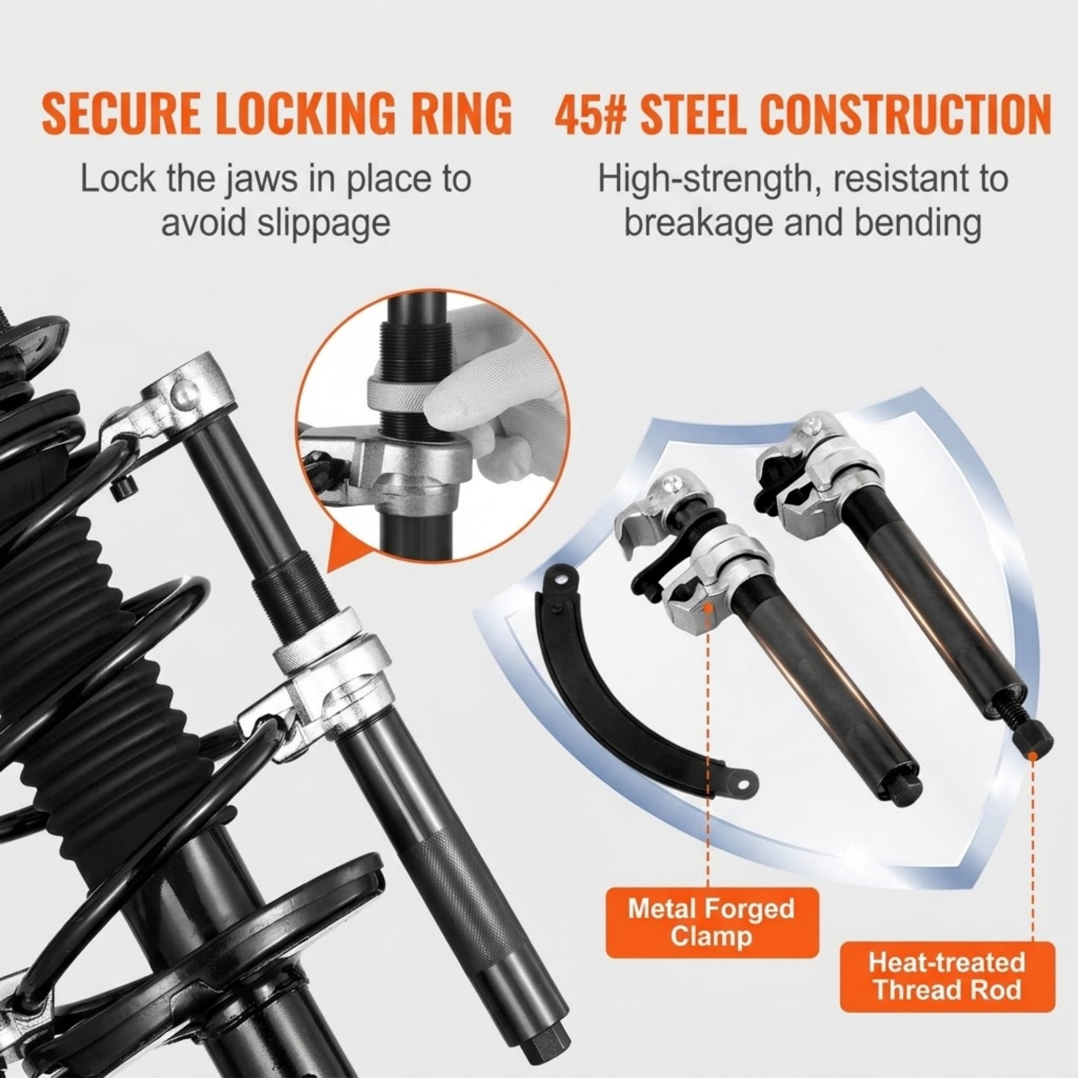 2-Piece Heavy Duty Macpherson Strut Spring Compressor Tool Set, 2646 lbs Capacity Coil Spring Compressor with Safety Bracket and Case for Cars, Trucks, ATV, UTV