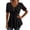 Black, variant on Wave Eyelet Embroidery Decorative Button Peplum Flared Hem Scalloped Lace Cuff Short Sleeve Casual Tunic Top for Women Spring Summer Office Wear