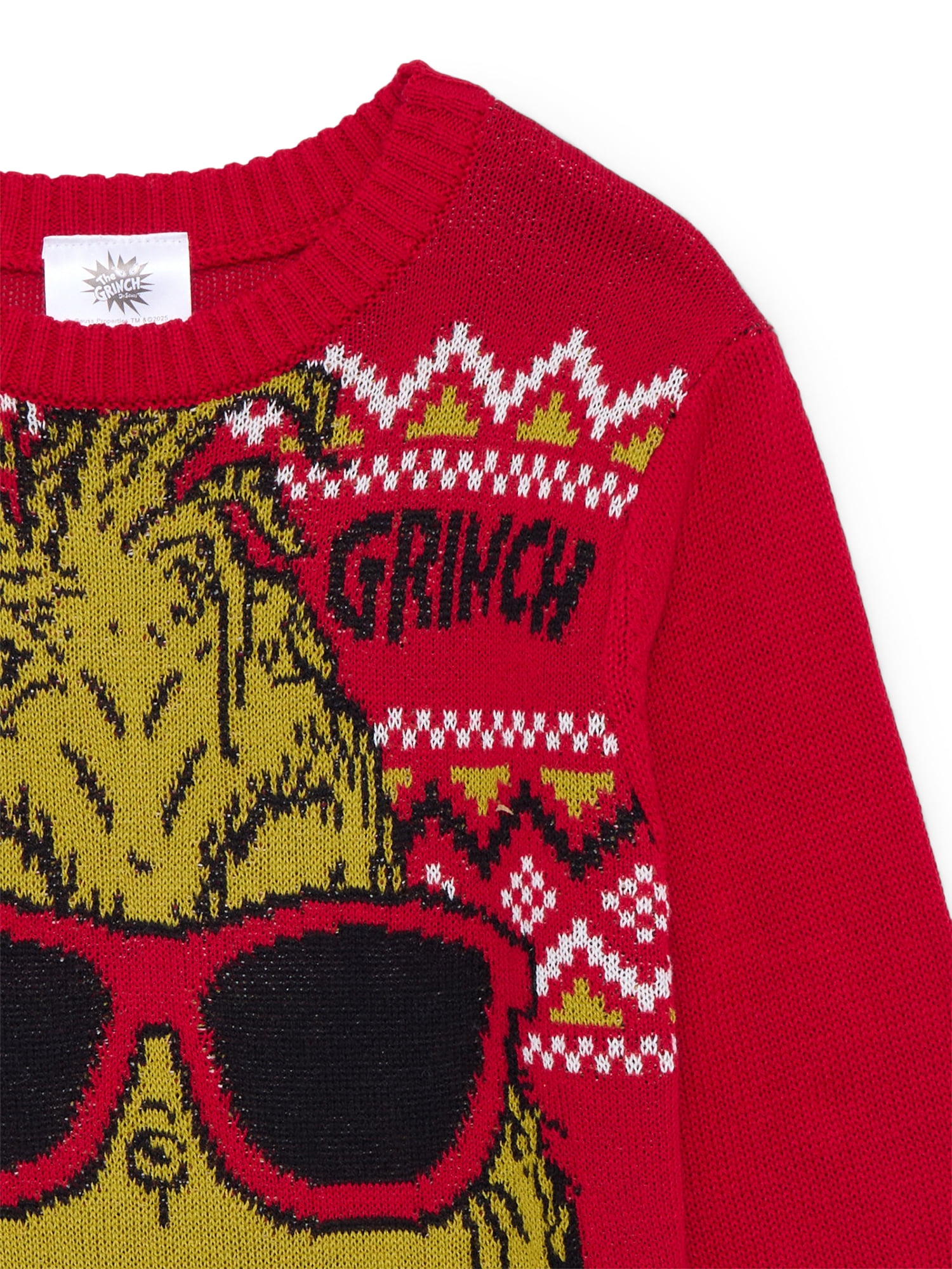 Dr Seuss Grinch Little Boys and Big Boys Holiday Sweater, Sizes 4-18