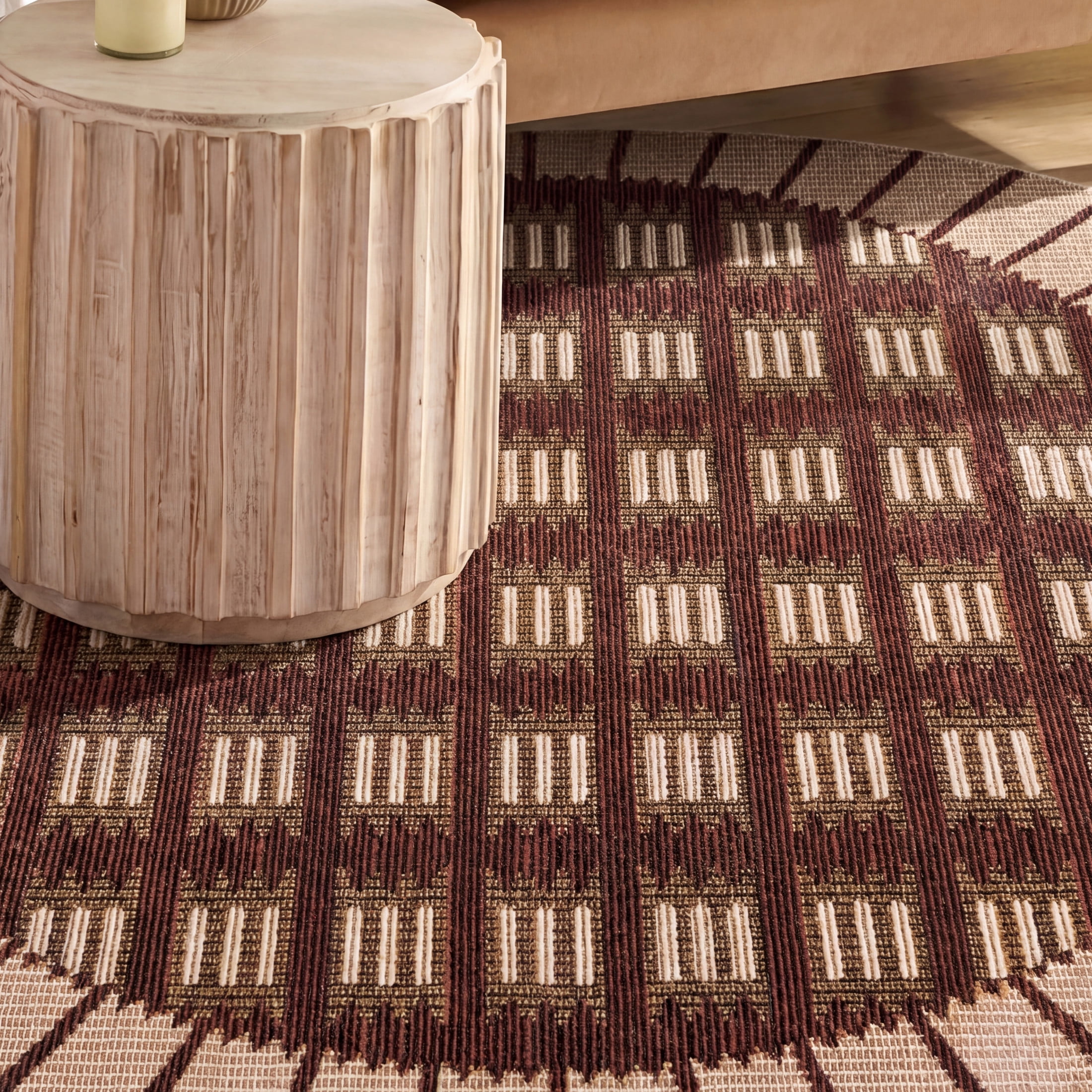 Nourison Nordic 5' x Round Rust Modern Indoor Rug