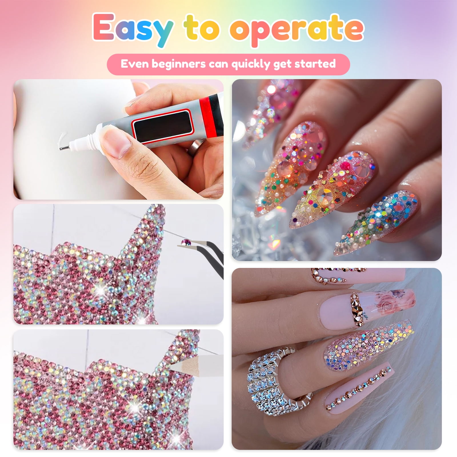 40 Colors Bedazzling Kit 3mm 32000 Jelly Rhinestone and 3600 White Half Round Pearl Bedazzle Kit for Decorating Shoe Clothes Nail Art