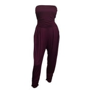 Angle View: eVogues Plus Size Jumpsuit Wine