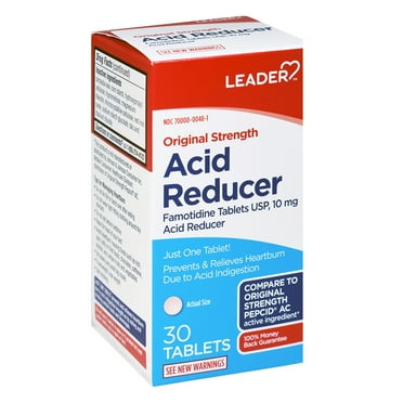 Leader Original Strength Acid Reducer Famotidine Tablets USP, 10mg - 30 tablets