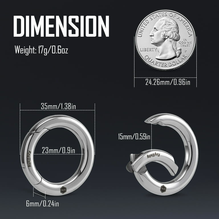 Key Unity Spring O Ring Round Carabiner Clip, Stainless