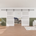 thumbnail image 2 of 42'' x 84'' 3-Piece Glass and Manufactured Wood Double Sliding Barn Door with Installation Hardware Kit Set, 2 of 7