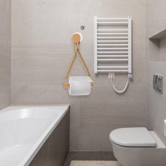PTOOTP Rustic Wood Rope Toilet Paper Holder Wall Mount Paper Roll Holder Khaki