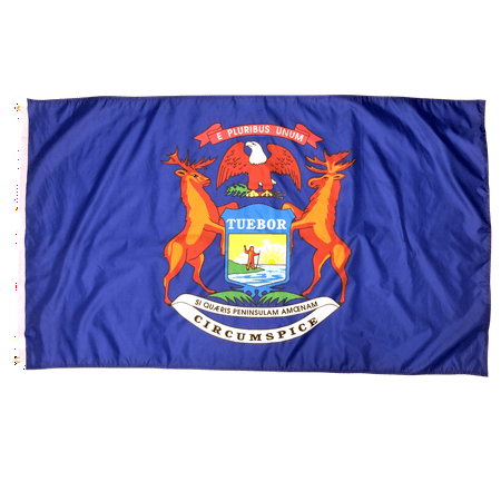 Michigan State Banner - 3x5 Foot Michigan Flag Double Stitched Michigan State Flag with Brass Grommets | 3 by 5 Foot Premium Indoor Outdoor Polyester Banner Flag