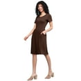 thumbnail image 5 of Made by Johnny Women's Comfy Casual Short Sleeve Flowy Dresses Loose Plain Dress with Pockets XL BROWN, 5 of 6