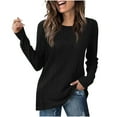 thumbnail image 2 of Sevevn Women's Solid Color Ribbed Knit Casual Crew Neck Fall Dressy Tops for Women Tunic Blouse Black XXL, 2 of 9
