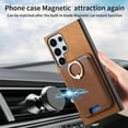thumbnail image 6 of Phone Case for Samsung Galaxy S24 Ultra, Ultra Slim Phone Grip Ring Stand PU Leather Detachable Magnetic Credit Card Holder Drop Protective Case Cover Compatible with Samsung Galaxy S24 Ultra, Brown, 6 of 6