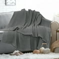 thumbnail image 2 of PiccoCasa 100% Cotton Waffle Weave Blanket for Couch/Bed Lightweight Blanket for All Season Dark Gray 90" x 90", 2 of 8