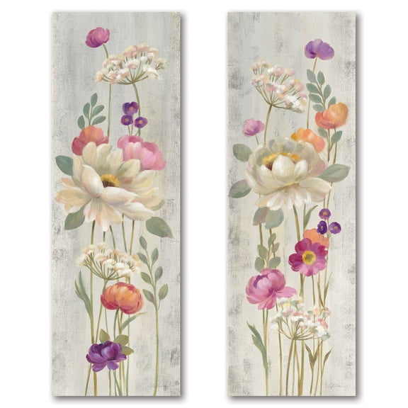 Gango Home Decor Contemporary Retro Floral I & Retro Floral II by Silvia Vassileva (Printed on Paper); Two 6x18in Unframed Paper Posters