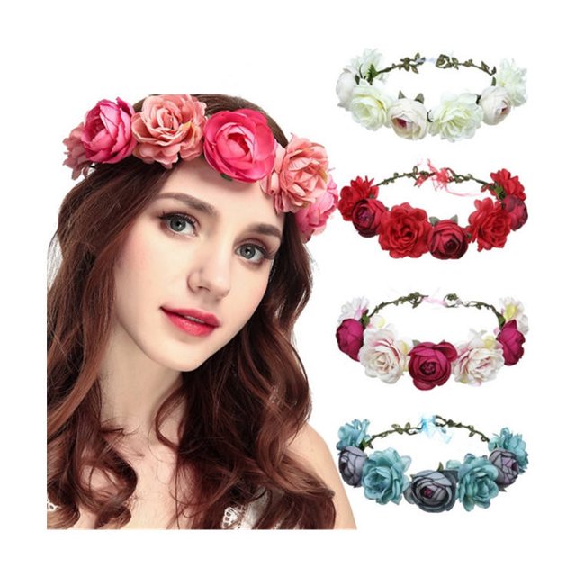 Guirnalda, diadema con cinta ajustable para mujer, niña, accesorios para el cabello - (blanco/rojo/azul/rosa rosa/rojo aguamarina)