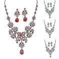 thumbnail image 4 of Lady Rhinestone Butterfly Teardrop Dangle Bib Necklace Stud Earrings Jewelry Set, 4 of 5