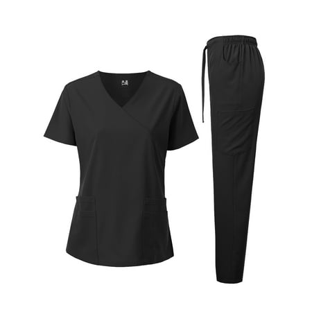 

Dagacci Medical Uniform 4-Way Stretch Y-Neck Wrap Scrub Set