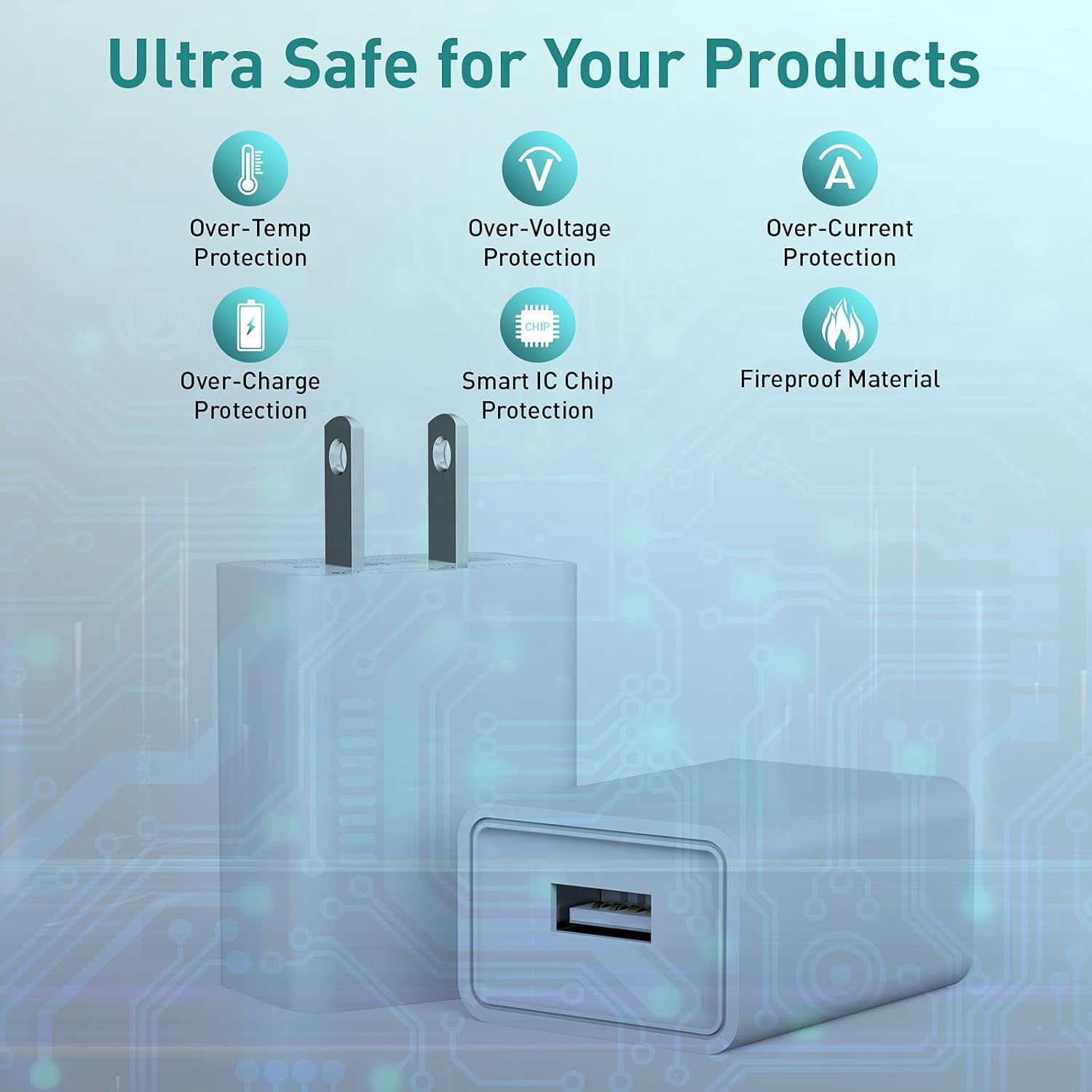 5V2A Power Adapter Plug for Wall Outlet (White, 1pcs), USB Charger Block for Cell Phones, Tablets, Earphones, Power Banks, Smart Wearables, Toys and More Electronic Gadgets