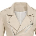 thumbnail image 4 of HAPIMO Sales Motorcycle Leather Jacket for Women Solid Lapel Collar Jacket Womens Silm Biker Outwear Long Sleeve Girls Fall Fashion Tops Casual Comfy Beige M, 4 of 4