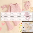 thumbnail image 3 of masbird Newborn Baby Girl Clothes Solid Color Rib Frill Long Sleeve Romper Flared Pants Headband Set 3pcs Fall Winter Outfits 0 3 6 12 18 24 Months(Beige,9-12 M), 3 of 4