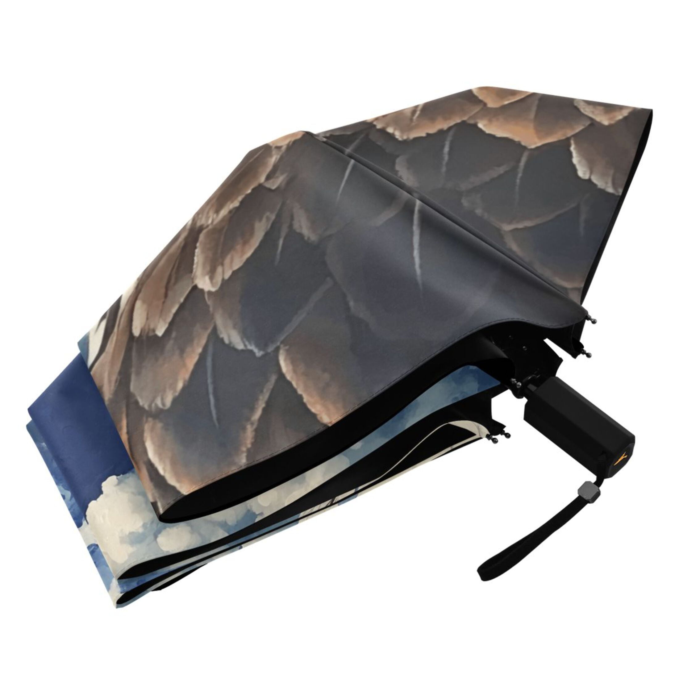 Compact Sun Umbrella Windproof Travel Umbrellas for Rain Strong Portable UV Protection American Flag and Eagle