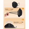 thumbnail image 4 of Mascarillas faciales KN95 FOXFUN, paquete de 50, negro, desechable, con filtro del 95%, 4 of 7