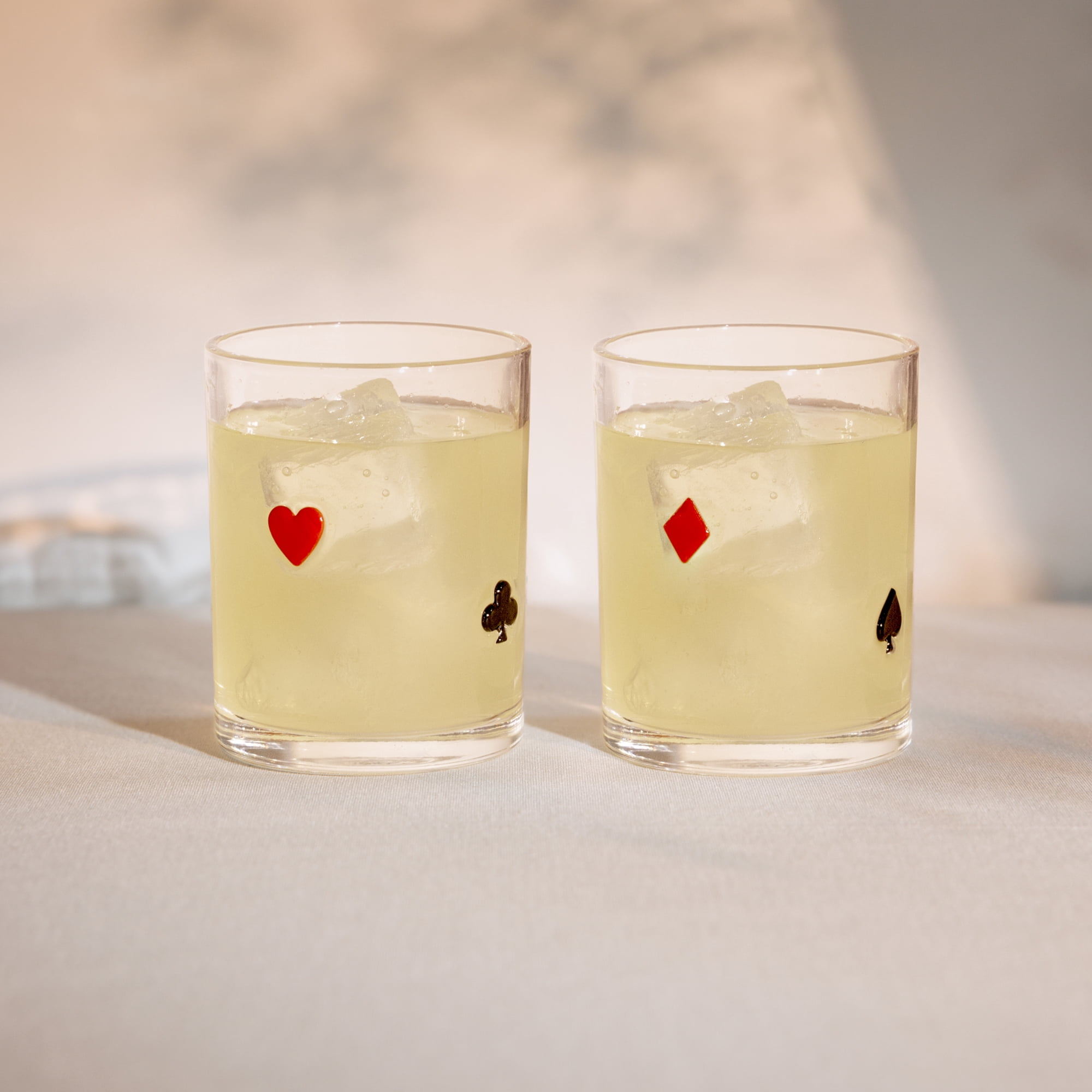 Thyme & Table 12 fl oz Card Suits Charm Drinking Glasses, Set of 2