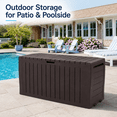thumbnail image 4 of 75GAL Outdoor Storage Box, Seizeen Deck Box for Outside, Storage Bench w/Wheels & Padlock, All-weather Waterproof Patio Storage Container for Cushions, as Seat Max 250LBS, Espresso, 4 of 8