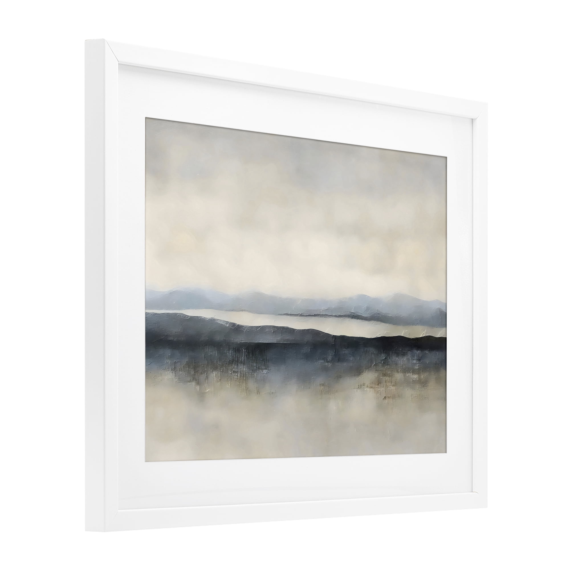 Stupell Industries Misty Muted Horizon White Framed Print Under Glass, design by Riley B