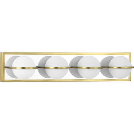 

Pearl LED Collection Four-Light Satin Brass and Opal Glass Modern Style Bath Vanity Wall Light