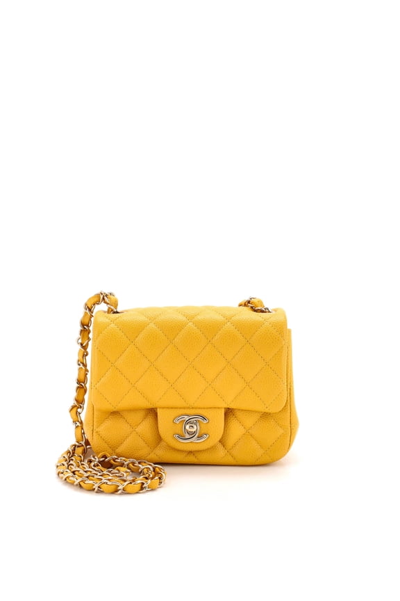 Pre-Owned Square Classic Single Flap Bag Quilted Caviar Mini By Rebag