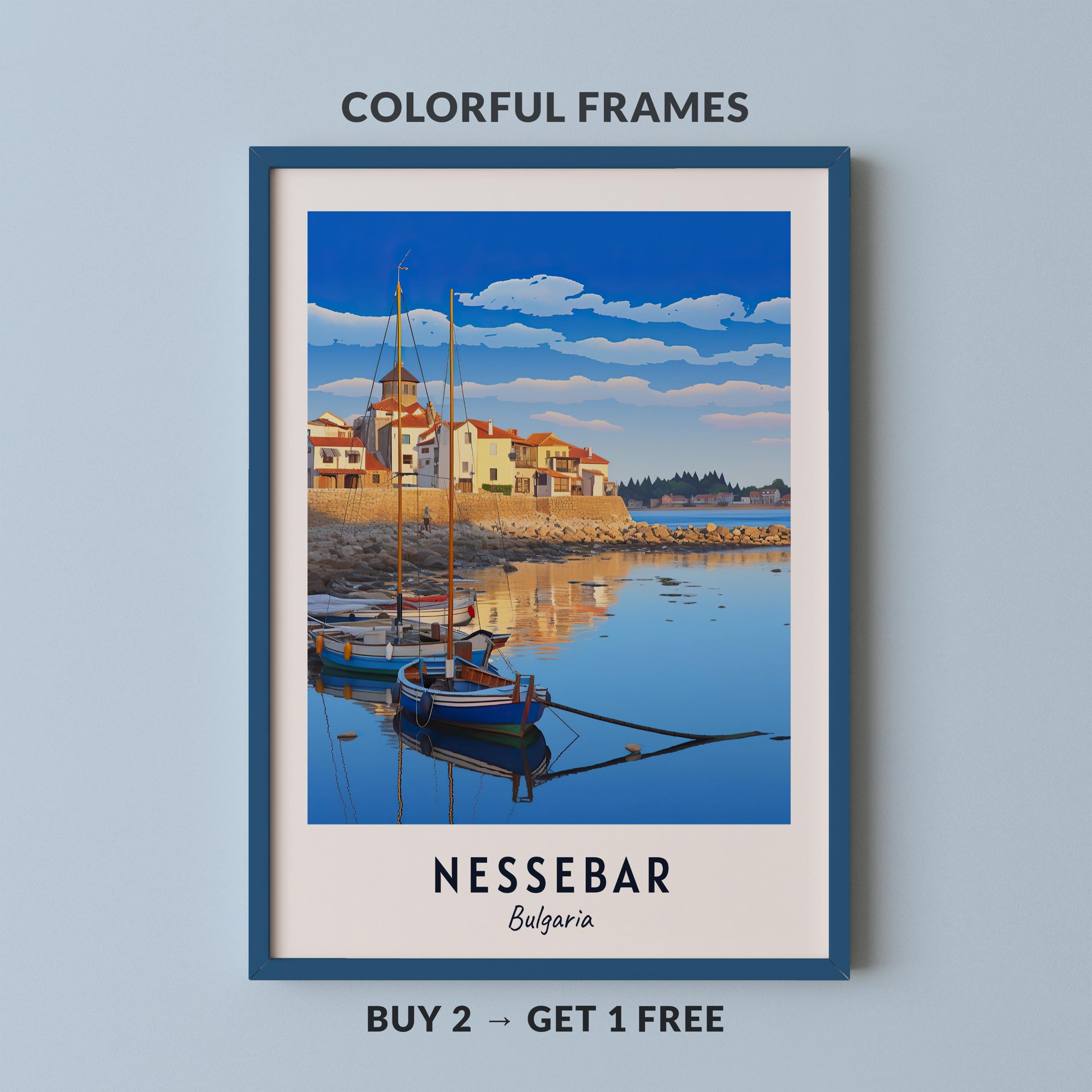 Nessebar Travel Bulgaria City Cityscape Poster , Poster Print Only
