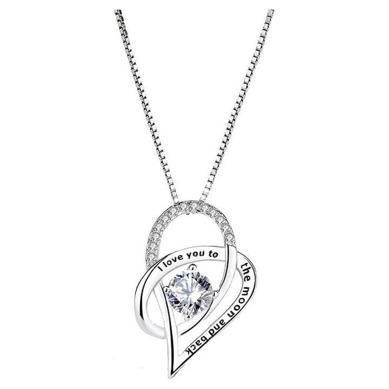 Gifts for Mom Preserved Real Rose with Necklace Gift Set, Sterling Silver Love Heart Cubic Zircon Pendant Necklace with Gift Box A, Women's, Size: One