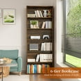 thumbnail image 4 of 6-Tier Open Bookcase and Bookshelf, Floor Standing Wood Display Storage Shelves 71 Inch Tall Bookcase Home Decor Furniture for Home Office, Living Room, Bed Room, Rustic Brown, 2 Pieces, 4 of 14