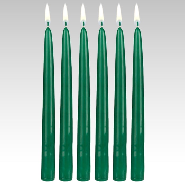 10" Hunter Green Taper Candles (Set of 12)