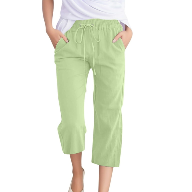 High-Waisted Striped Cropped Linen-Blend Tapered Pants
