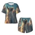 thumbnail image 2 of Yiaed Starry Sky Cloud Wolf Print Short Sleeve Pajama Sets for Women Casual Crew Neck 2 Piece Lounge Sets Women's Short-Sleeved Pajama-4X-Large, 2 of 5