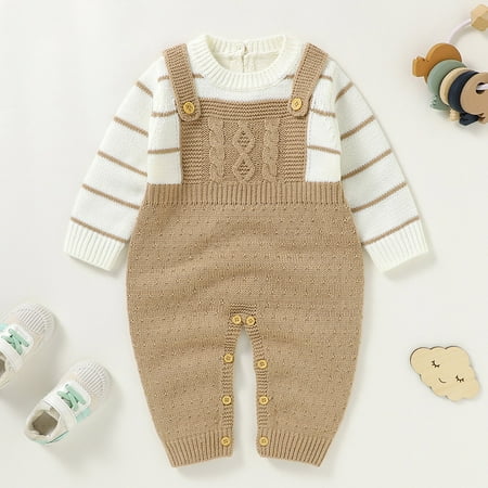 

Hunpta Jumpsuit Knitted Cotton Sleeve Striped Boys Romper Outfits Baby Girls Long Sweater Clothes Infant Boys Romper&Jumpsuit