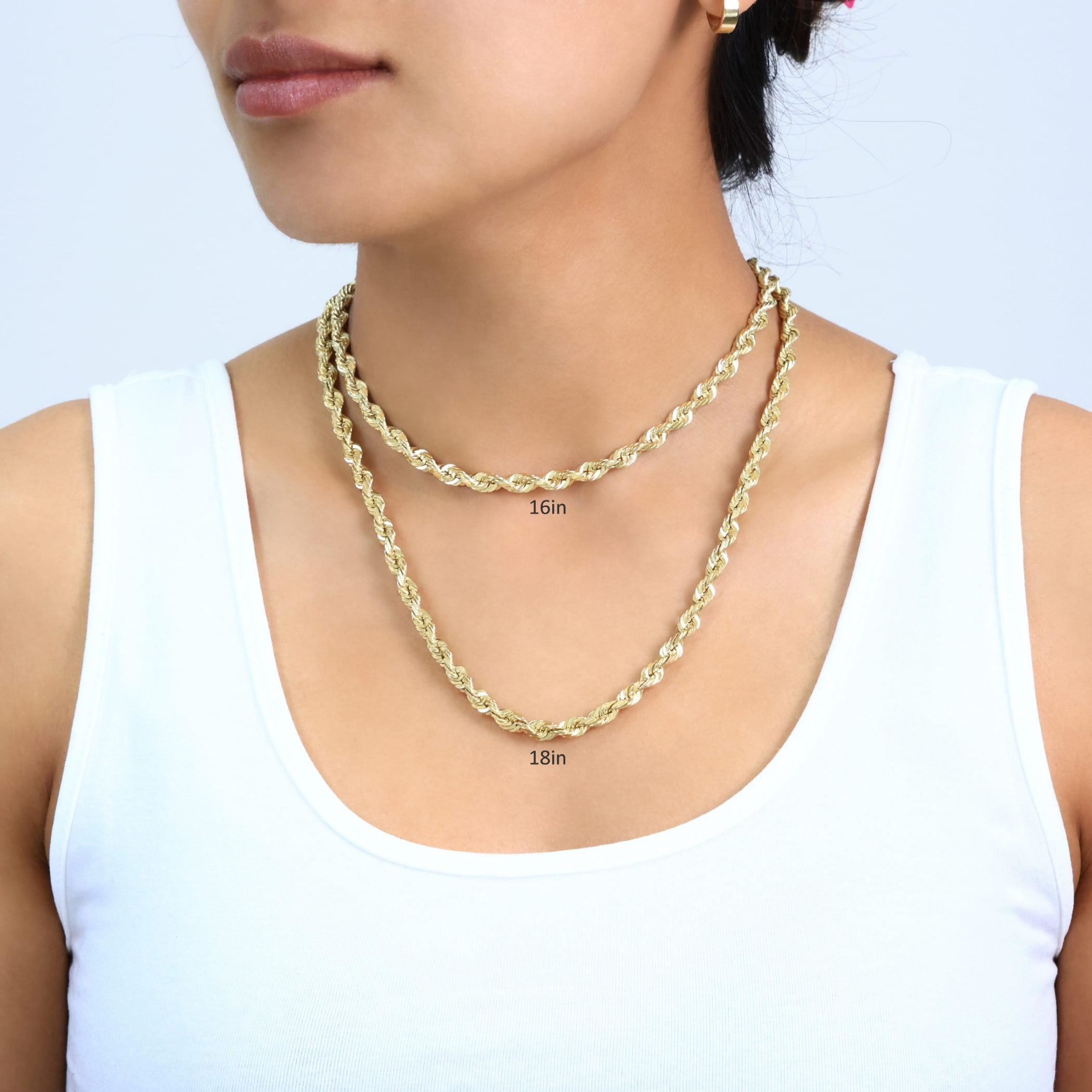 Nuragold 14k Real Yellow Gold 6mm Rope Chain Diamond Cut Necklace (18"-30") Italian Jewelry for Men