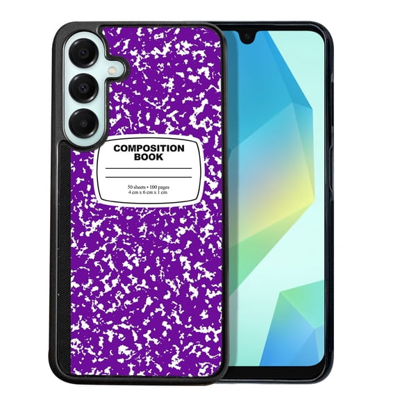WIRESTER Shockproof Soft Rubber Cover Case for Samsung Galaxy A16 5G 6.7", Purple Composition Book