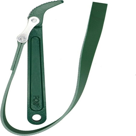 

Adjustable versatile and reliable steel handle belt strap wrench with 9-inch adjustable strap and oil filter opener - providing optimal grip and leverage for a variety of plumbing tasks