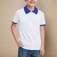 thumbnail image 2 of CAICJ98 Boys Short Sleeve Polo Shirts Kids Toddler Casual Color Block Uniform Golf Shirt (Blue,10-11 Years), 2 of 4