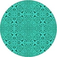 thumbnail image 1 of Ahgly Company Indoor Round Patterned Aqua or Cyan Blue Area Rugs, 4' Round, 1 of 6