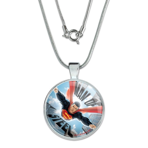 Superman Man of Steel 1" Pendant with Sterling Silver Plated Chain