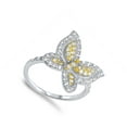 thumbnail image 4 of Clear CZ Gold-Tone Butterfly Micro Pave Ring 925 Sterling Silver Band White Female Size 6, 4 of 4