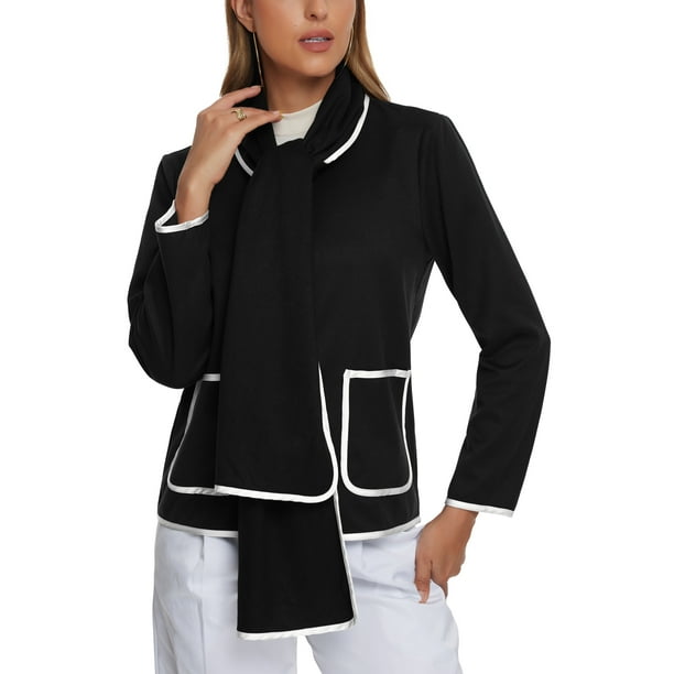 Abrigo elegante INSPIRE CHIC para mujer con bufanda, botones, bolsillos, abrigos casuales de invierno