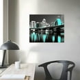thumbnail image 4 of Acheng Miami Skyline Wall Art Black White and Teal Florida Panorama Cityscape Posters Pictures Canvas Print  City Night View for Home Bedroom Wall Decoration Artwork Stretched and Framed  20x16in, 4 of 6
